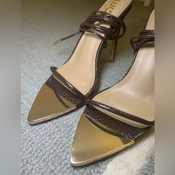 Ego Harmoni Lace Up Chocolate Heels - Picture 7 of 9